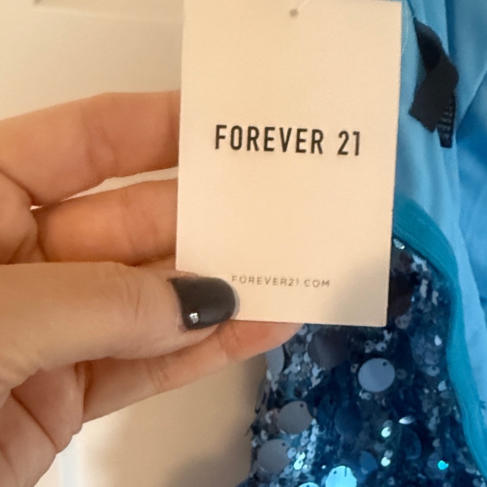 Forever 21 Blue Sequin Strapless Dress - Picture 6 of 9